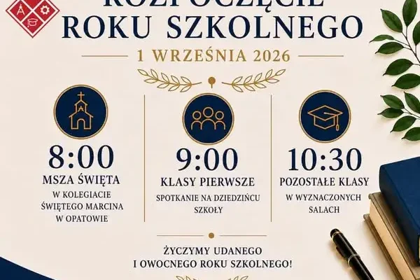 Rozpoczęcie roku szkolnego 2026/2027 w ZS nr 1 w Opatowie – plan uroczystości