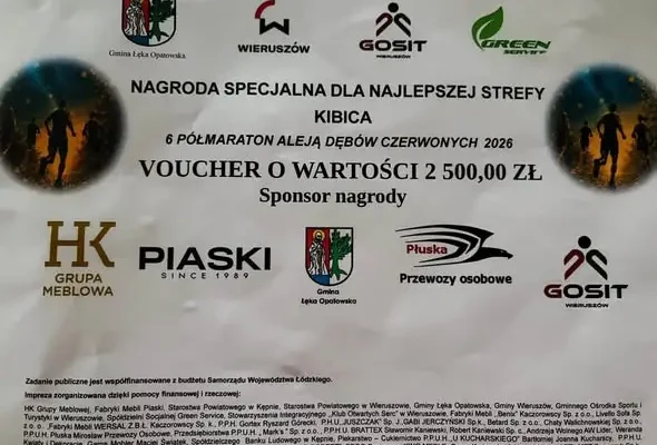 Strefa Kibica „Mikołaje” z 2. miejscem podczas 6. Półmaratonu Aleją Dębów Czerwonych