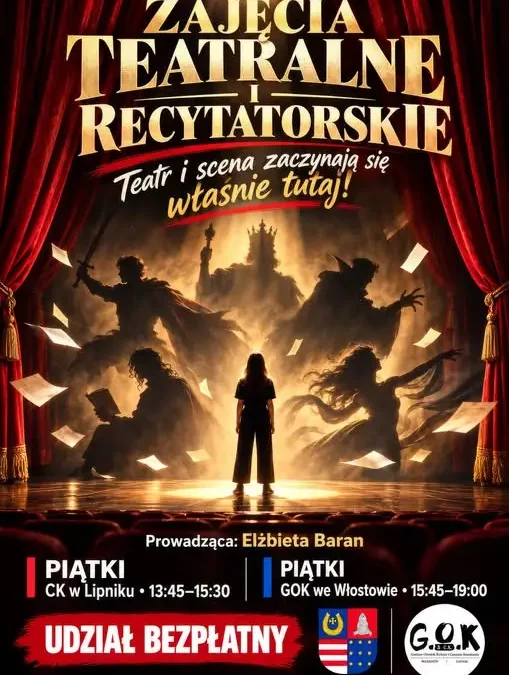 Zajęcia teatralne i recytatorskie w Gminie Lipnik – bezpłatne warsztaty dla mieszkańców