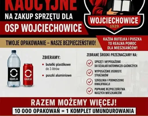 OSP Wojciechowice zbiera kaucję za butelki i puszki na nowy sprzęt ratowniczy