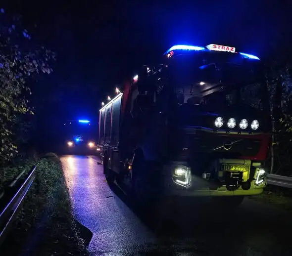 Nocna akcja strażaków z OSP Iwaniska – kolizja w Skolankowskiej Woli