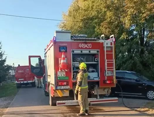 Pożar kotłowni w Włostowie – akcja strażaków z OSP Lipnik i JRG Opatów
